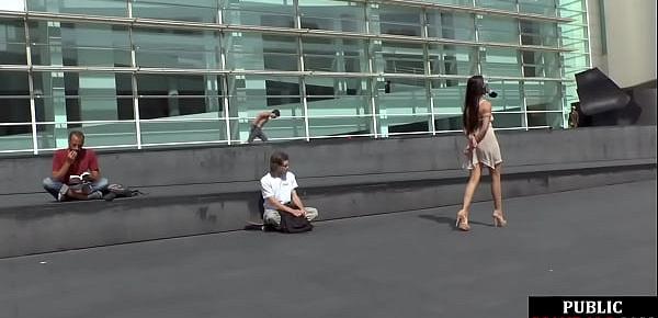  Real newbie gets public spanked and facefucked before jizz